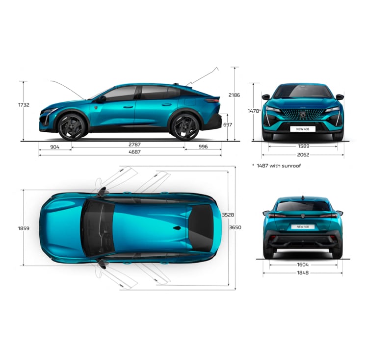 PEUGEOT 408 exterior dimensions